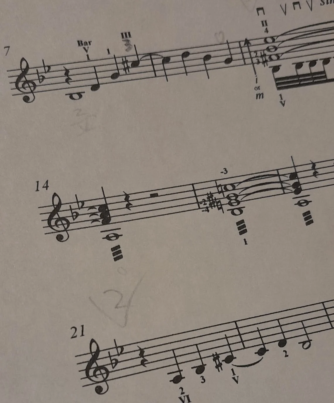 Sheet music on a music stand